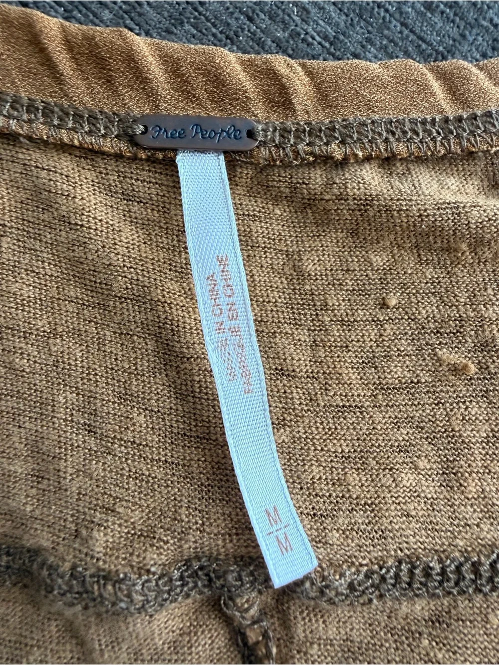 Free People Traveler Henley Tank Moss Linen Swing Loose Beachy Coastal Peasant M